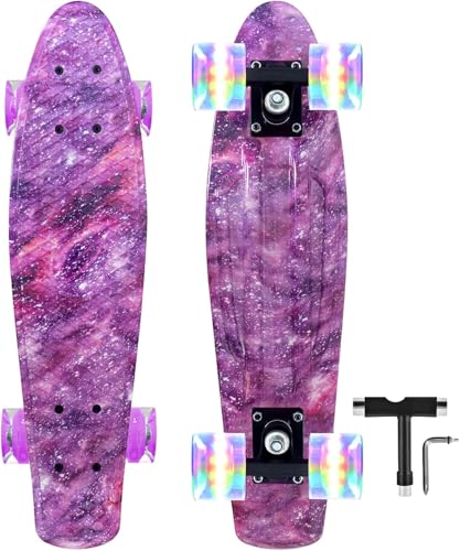 Nattork Skateboards 22 Inch Mini Cruiser Skateboard Complete Retro Skate Boards with