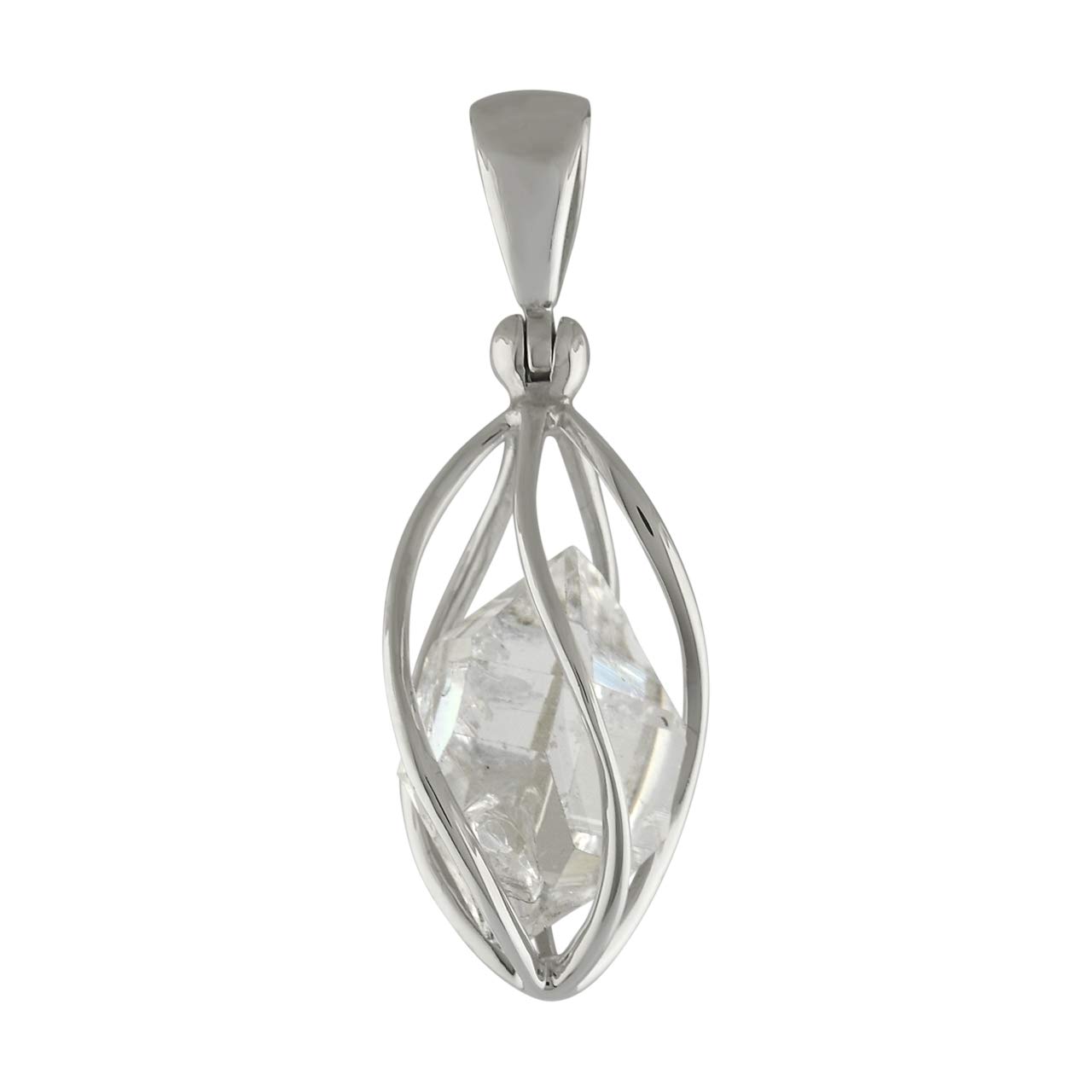 Starborn Herkimer Quartz 925 Sterling Silver Caged Pendant