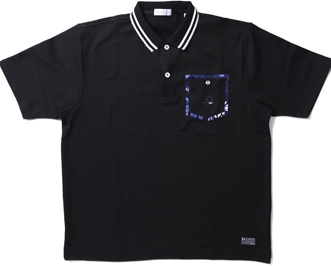Amazon 大きいサイズ ポロシャツ メンズ 胸ポケット ニット 日本製 Capri カプリ ポイント花柄 2l 3lカジュアル ゴルフ 黒 春 夏 3l 52 ブラック ポロシャツ 通販