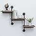 MBQQ Industrial Bookshelf Pipe Shelves 3 Tiers,Rustic Wood Shelf Wall Mounted,Metal Corner Hung Bracket Shelving Floating Shelves Steampunk Decor,Retro Brown