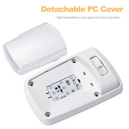 image for MICTUNING 2 Pack 12V Single Dome LED RV Ceiling Light Fixture with Swi