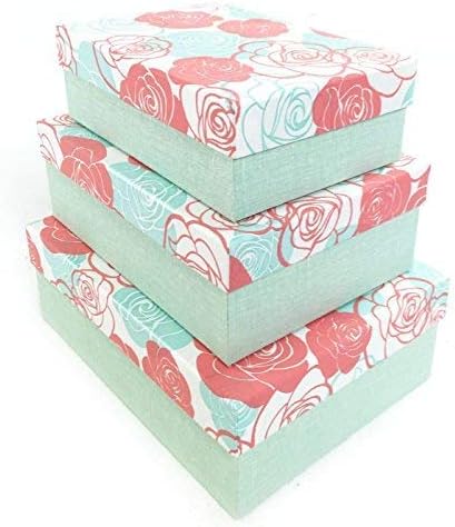 topfurnishing Flor Rosa Duro Cartón Caja de Regalo Manualidades Navidad Cumpleaños Aniversario Almacenaje Caja de Regalo [Verde] - Verde/Rosa, Pequeño: (22.5 x 15.5 x 8cm): Amazon.es: Hogar