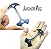 Bytiyar 8 pcs Aluminium Alloy 3 inch Fishbone Tent Stakes Deck Anchor Pegs Rope Buckle Hook Cord Adjuster Tensioner Kit for Camping on Wood Platform Black
