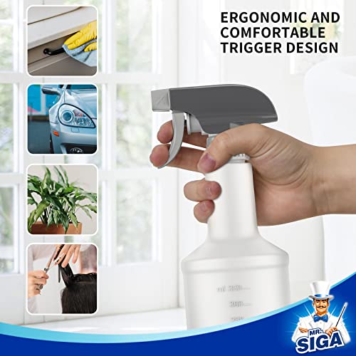 MR.SIGA 16 oz Empty Plastic Spray Bottles for Cleaning Solutions, Heavy
