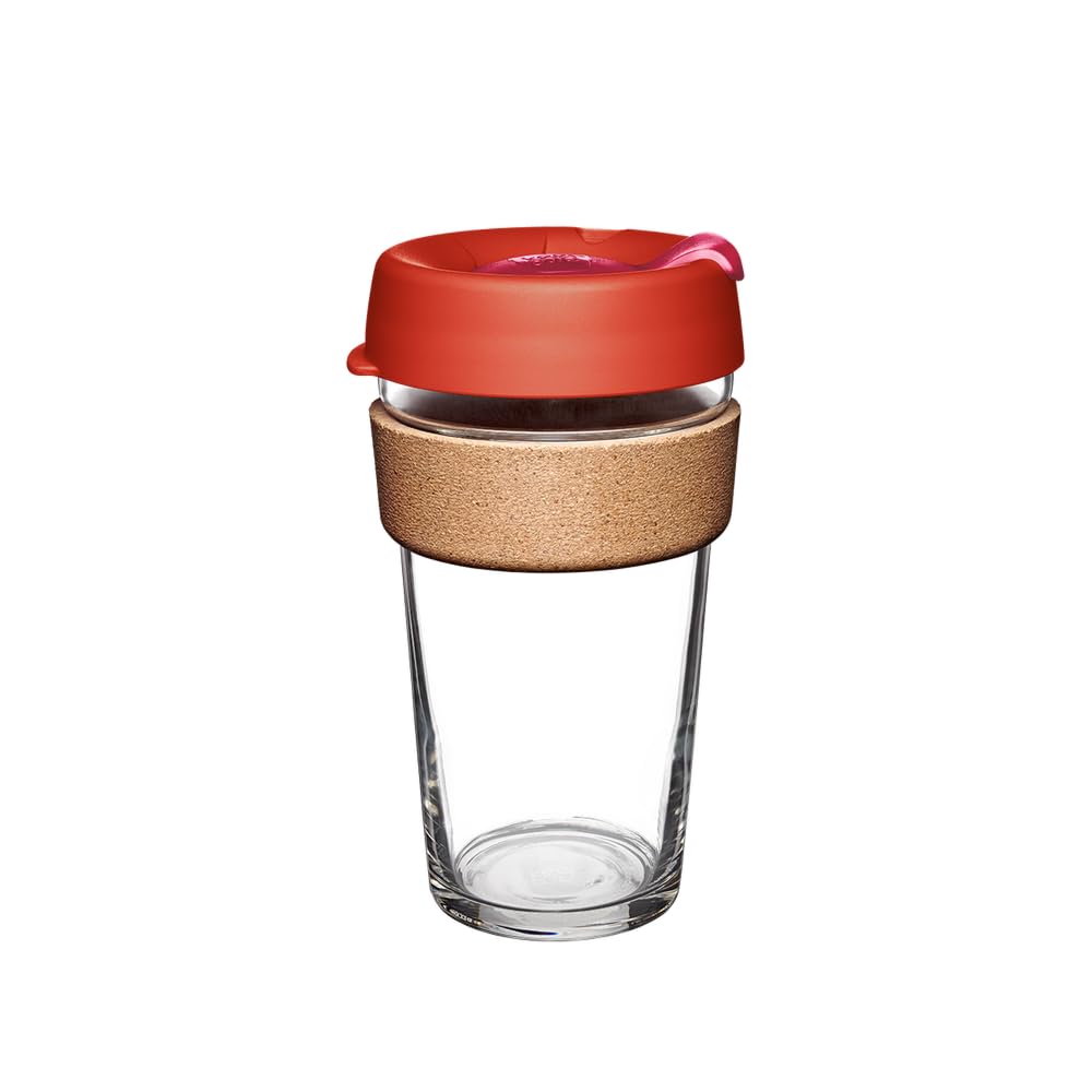 KeepCup Reusable Coffee Cup - Brew Tempered Glass and Natural Cork, L 16oz/454ml - Daybreak
