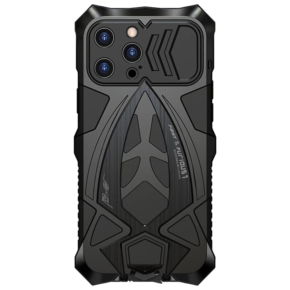 CeeEee iPhone 13 Pro Case Metal Aluminium Bumper Cover Built-in Soft Rubber Shock Proof Military Grade Protective Cover for iPhone 13pro - Black — image 1