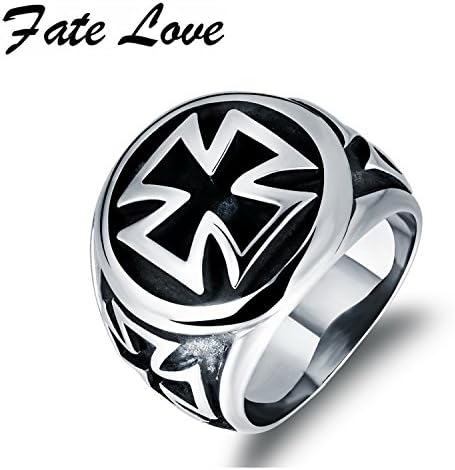 GemMart Jewelry Fashion Men's High Polished Signet Solid Stainless Steel Cross Ring 316L Stainless Steel Biker Ring Size 7-11 FL471