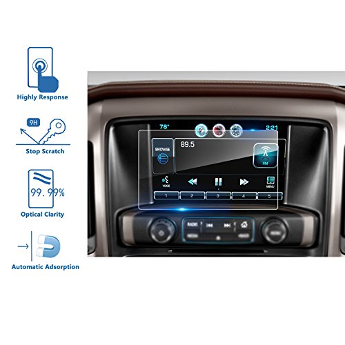 LFOTPP Chevrolet SILVERADO 1500 8 Inch LTZ MyLink 2014-2018 Car Navigation Screen Protector, [9H] Tempered Glass Infotainment Center Touch Display Screen Protector Anti Scratch High Clarity