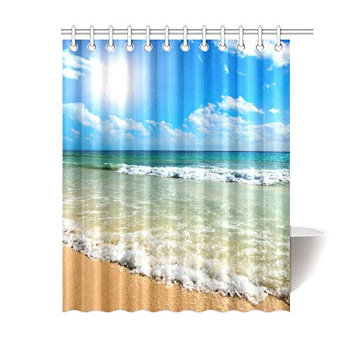 Fmshpon Summer Beach Blue Sea Palm Tree Sunshine Shower Curtain 60X72 Inches