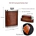 GENNISSY 304 18/8 Stainless Steel 8oz Flask - Brown Leather with 3 Cups and Funnel 100% Leak Proof with Gift Box