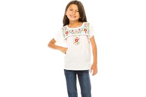 unik Traditional Puebla Mexican Youth Girl Embroidered Blouse size 4-14