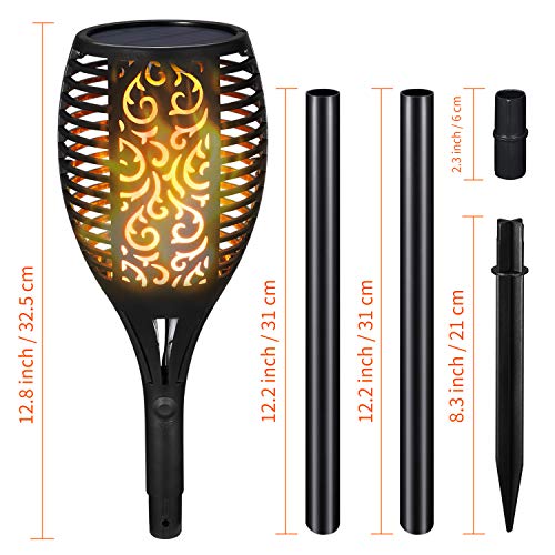 Iyoyo Solar Torch Light 4 Pack Waterproof 96 LED Flame Flickering Lamp Landscape Decoration Dancing Flame Lights for Garden Yard Lawn Solar Light