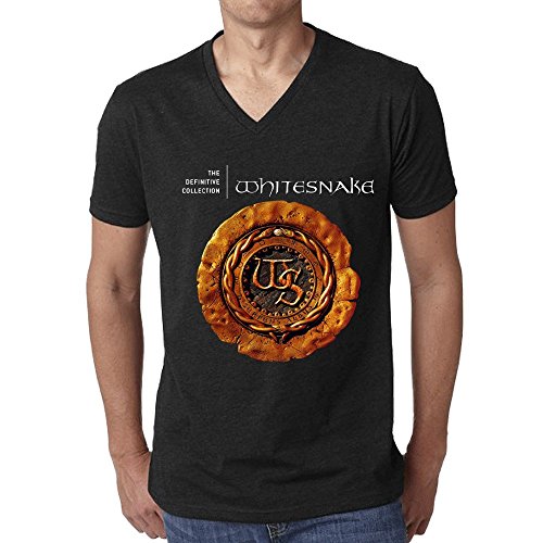Whitesnake The Definitive Collection Men T-Shirt V Neck Black
