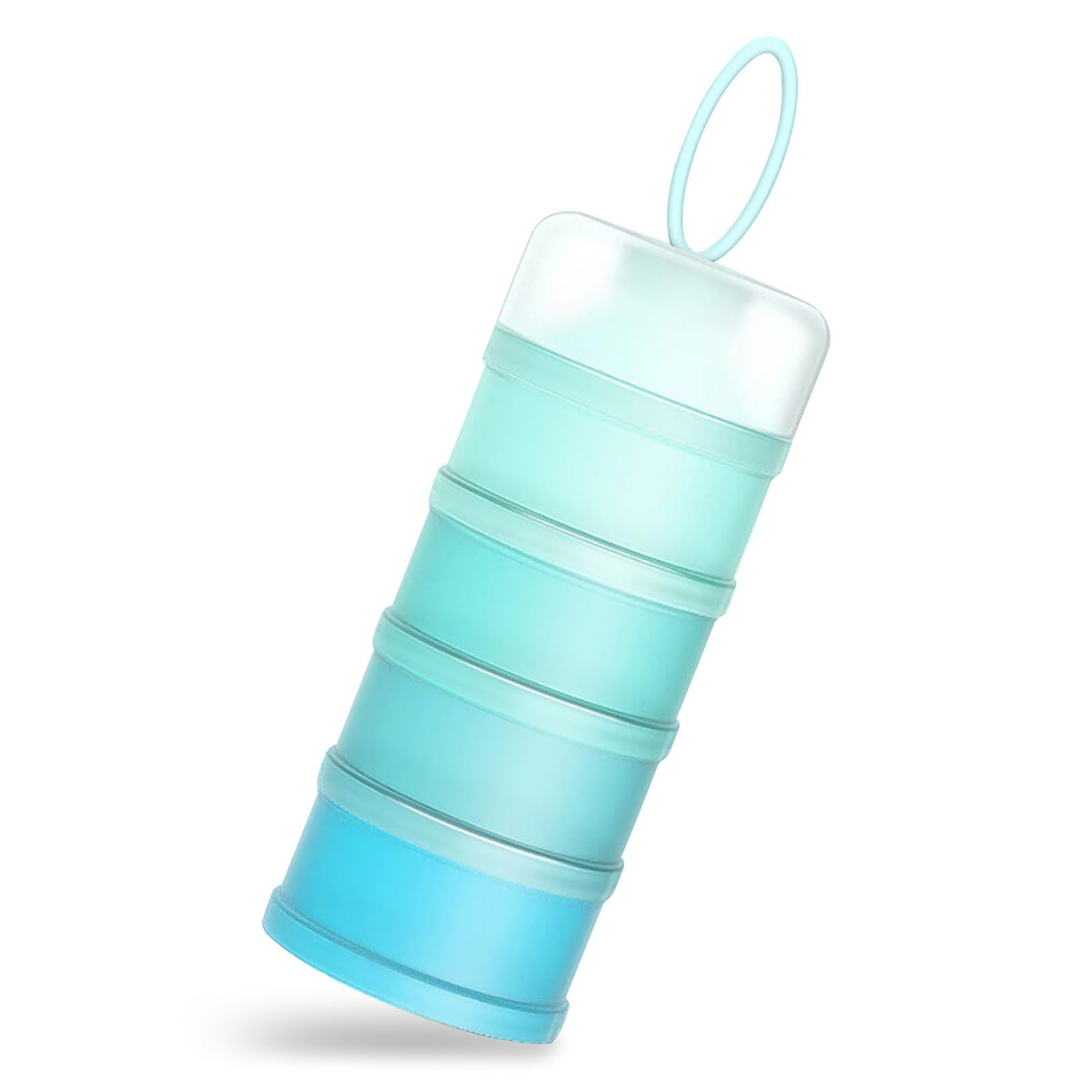 Queta Portable Infant Baby Powder Milk Dispenser, Stackable Boxes, 4 Layers Cereal/Food/Fruit/Snack Container Breastfeeding 480ml (Blue)
