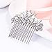 EVER FAITH Wedding Hair Accessories Austrian Crystal Cream Simulated Pearl Bridal Bride Leaf Flowers Side Comb Clear Silver-Tone
