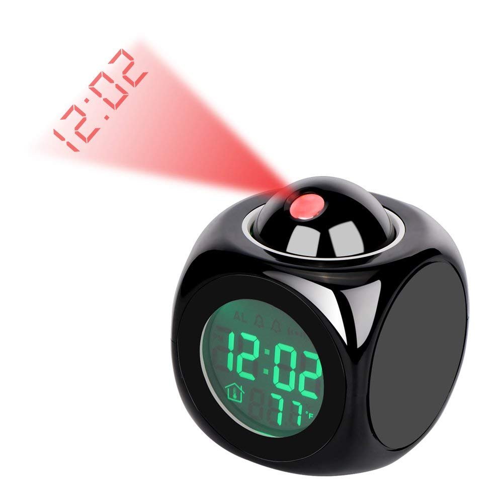 Yosoo LED Projector Alarm Clock Multi-function Digital Temperature Display Voice Talking Projection Clock 12/24 Hour Switched Home Decor