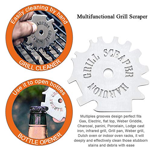 Grill Scraper,Griddle Scraper,Stainless Steel Cleaner,Bottle Opener,5 in 1 Grill Scraper Cleaner