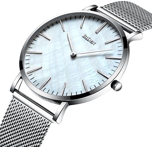 FunkyTop Couple Watches Mens Women Stainless Steel Mesh Watch Quartz Analog Fashion Casual Waterproof Ultra Slim Watch