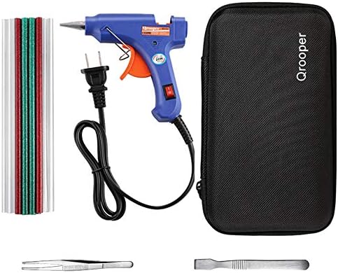 Qrooper Hot Glue Gun with 30pcs Glittery Glue Sticks and Accesorries High Temperature Melting Glue Gun Kit for Home & Office DIY Craft Projects, Sealing & Repairs (20Watt Blue)