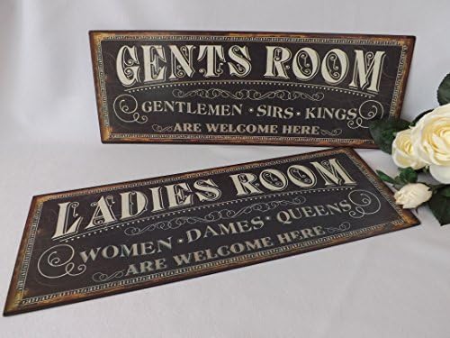 Ladies & Gents Room Black Metal Plaques