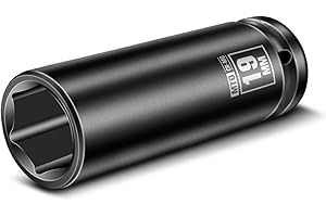 MTO 1/2" Drive 19mm Deep Impact Socket, 6 Pt. Metric Socket, CR-MO Steel & Anti-Corrosion Coating for Heavy-Duty Use
