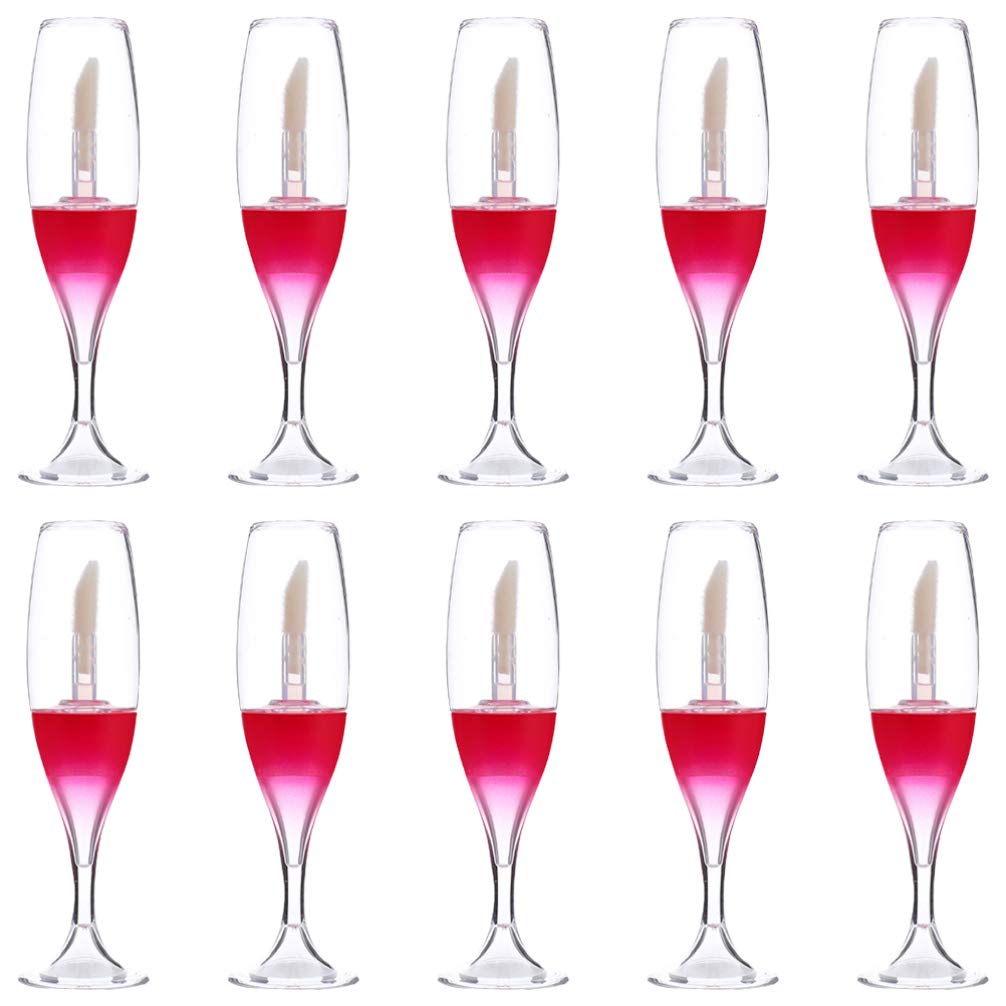 FRCOLOR 10pcs Empty Lip Gloss Bottles Wine Glass Lip Gloss Tube Refillable Cosmetic Containers Lip Gloss Tubes For Women Girls DIY Cosmetics (red)