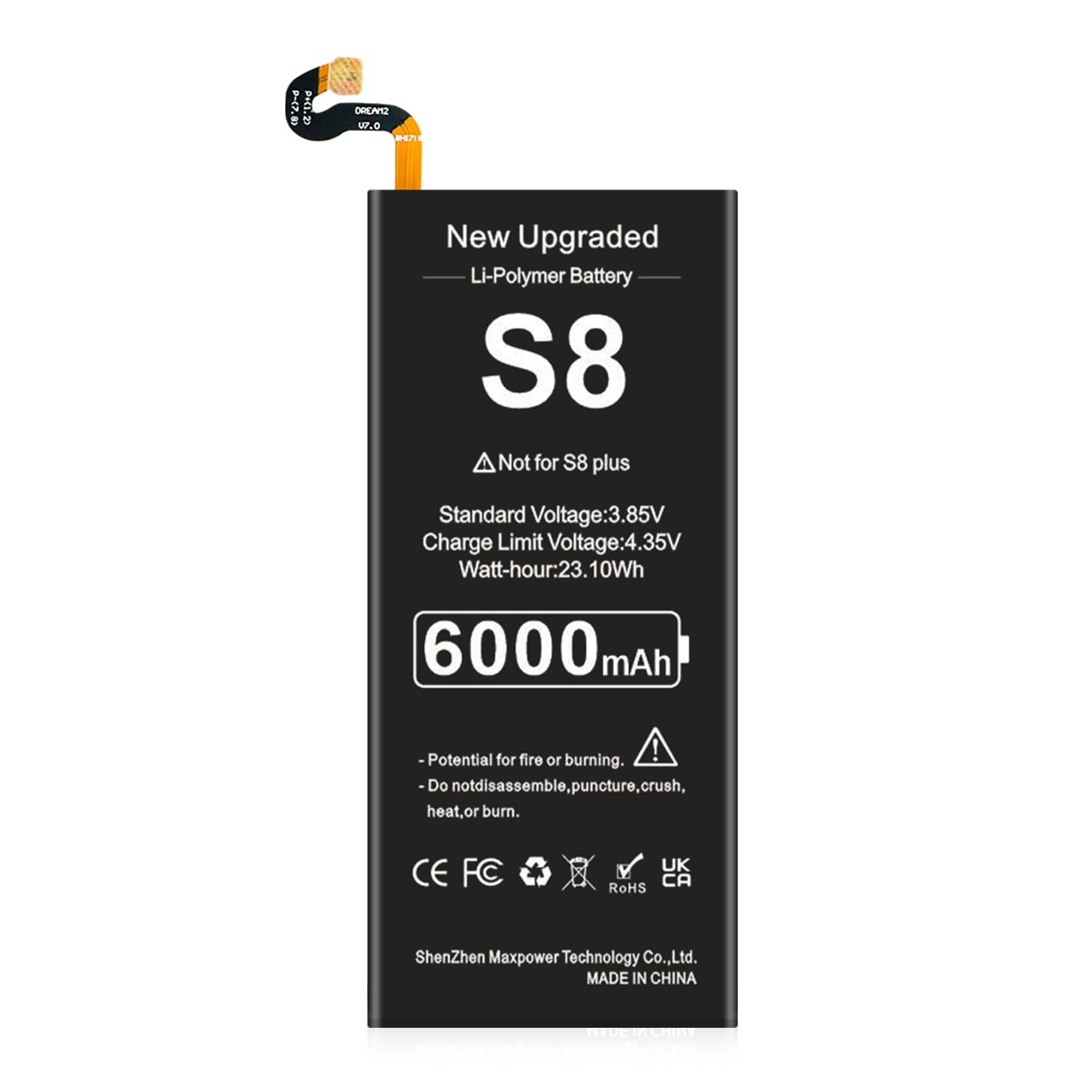 Galaxy S8 Battery, [Upgraded] 6000mAh High Capacity Li-Polymer EB-BG950ABE Replacement Battery for Samsung Galaxy S8 SM-G950 G950V G950A G950T G950P G950R4 with Screwdriver Tool Kit
