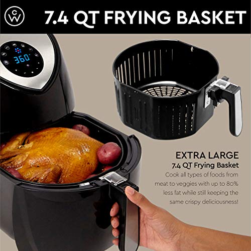 ChefWave 7.4qt Large Air Fryer – Uses Little or No Oil Healthy Cooker with High Speed 360° Air Circulation – Digital Touchscreen -7 Presets and Modes - 1700 Watt