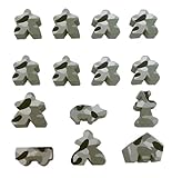 Alpine Grey Camo Set of 14 Carcassonne Meeples (8 Meeples, 1 MegaMeeple, 1 Builder, 1 Pig, 1 Mayor, 1 Cart, 1 Barn)