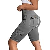 gymfrog Womens Workout Shorts with Cargo Pockets High Waisted Scrunch Butt Gym Biker Booty Shorts