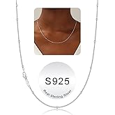 IEFWELL S925 Sterling Silver Satellite Chain Necklace for Women - 1.2mm Satellite Bead Box Chains Necklace, Hypoallergenic Sturdy Women's Silver Chain Necklaces, 16/18/20/22 Inches Jewelry Gifts