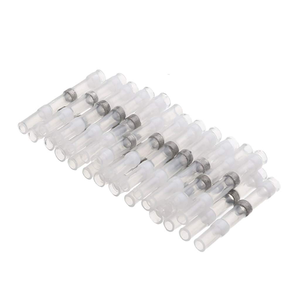 Mintice 100 X Solder Seal Heat Shrink Electrical Butt Wire Terminal Connectors Waterproof Car Insulated Splices Crimper Electrical Kit White 26-24 AWG Gauge