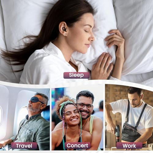 Ear Plugs for Sleeping for Side Sleepers, Soft Silicone Ear Plugs Anti Snoring 6 Sizes S/M/L for Optimal Fit (Single & Double), 2 Pairs Ear Wings, Reusable, Noise Reduction