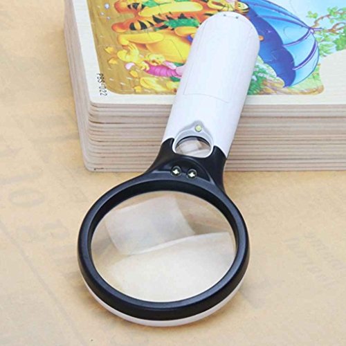 MuLuo LED Light 45X Magnifying Glass Lens Handheld Mini Pocket Microscope Reading Jewelry Loupe Glass - Thumbnail 6