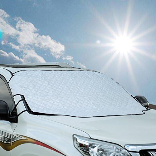 MDEK Windshield Sunshade Cover, Sun Shade Protector, Waterproof Frost Covers Anti Foil Ice Dust Sun Aluminum Shield Screen Protector Most Cars, SUV, Truck, Van (72 x 45 in)