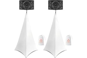 GISEO Speaker Stand Cover, DJ Speaker Stand Tripod Cover Tripod Stand Skirt Skrim Cover with Travel Bag for Speaker Lighting Stage (White)