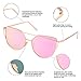 TrendyMate-Womens Street Fashion Metal Twin Beam Flat Mirror Lens Cat Eye Sunglasses (Gold/Rose Pink, 0)