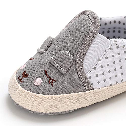 NUWFOR Infant Newborn Baby Girls Prewalker Soft Sole Cartoon Animal Single Shoes(Gray,6~12 Month)
