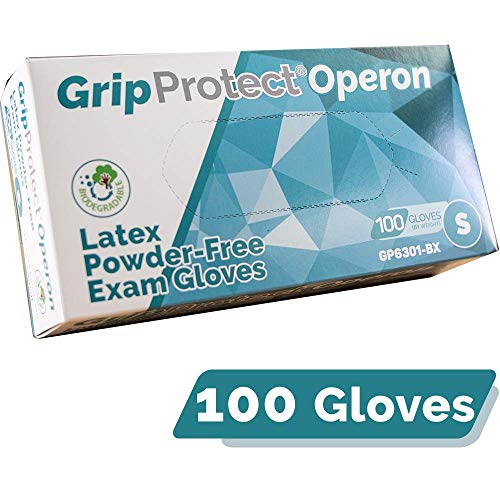 GripProtect® Operon Latex Exam Gloves, Disposable, Textured (100/Bx) (Small)