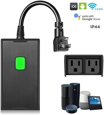 WIFI Smart Plug Outdoor Wireless Outlet Switch Timer Compatible with Alexa Echo Google Home IP44 Waterproof Plug-in Socket Remote Control Outside Lights