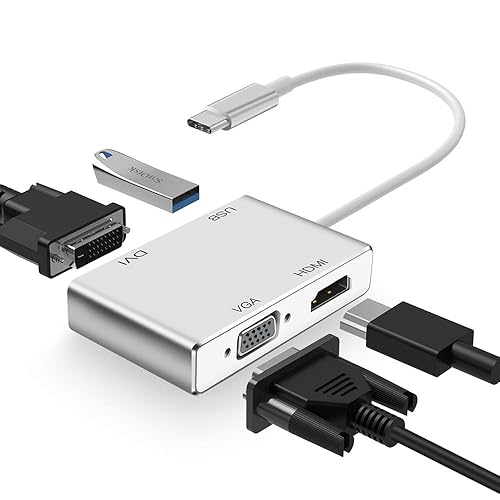 Weton USB C to HDMI DVI VGA Adapter, in USB-C hub to 4K