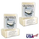 (Set of 4) Grandma's Pure & Natural Lye Soap Bars for Dry Skin No Additives, 6 oz