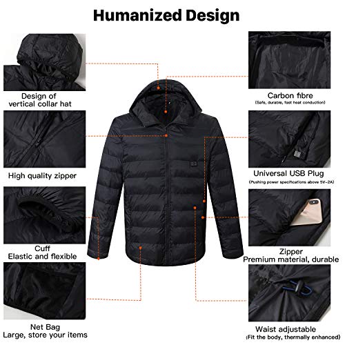 COZIHOMA Heated Jacket Soft Windproof Heated Vest USB Electric Heating Clothes