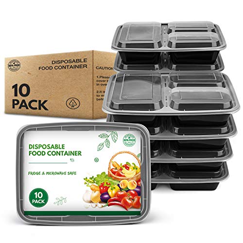 [10 Pack] Meal Prep Containers with Lids, Durable Plastic Reusable Food