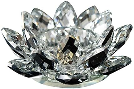 Lotus Crystal Lotus Flower Tea Light Candle Holder, Decor Collection,Decor Collection,Tuscom (Diameter: 80MM/White)