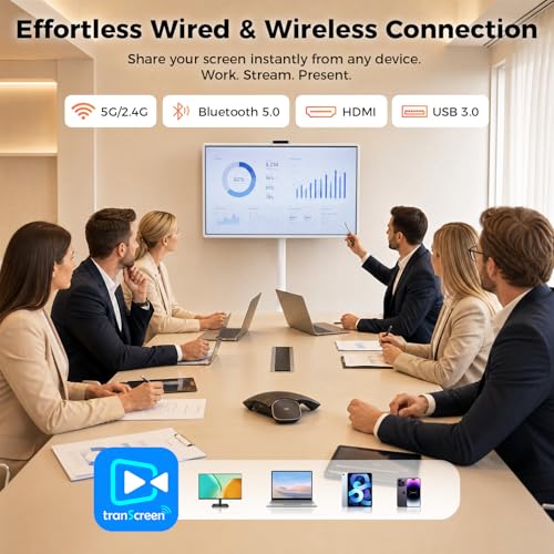 VLH 32" Smart Portable TV on Wheels,1080P Touchscreen Rolling TV Built-in 38,400 Battery, Android 15 OS, 8+128GB, Voice/Airmouse Remote Control, Television on Wheels with Camera