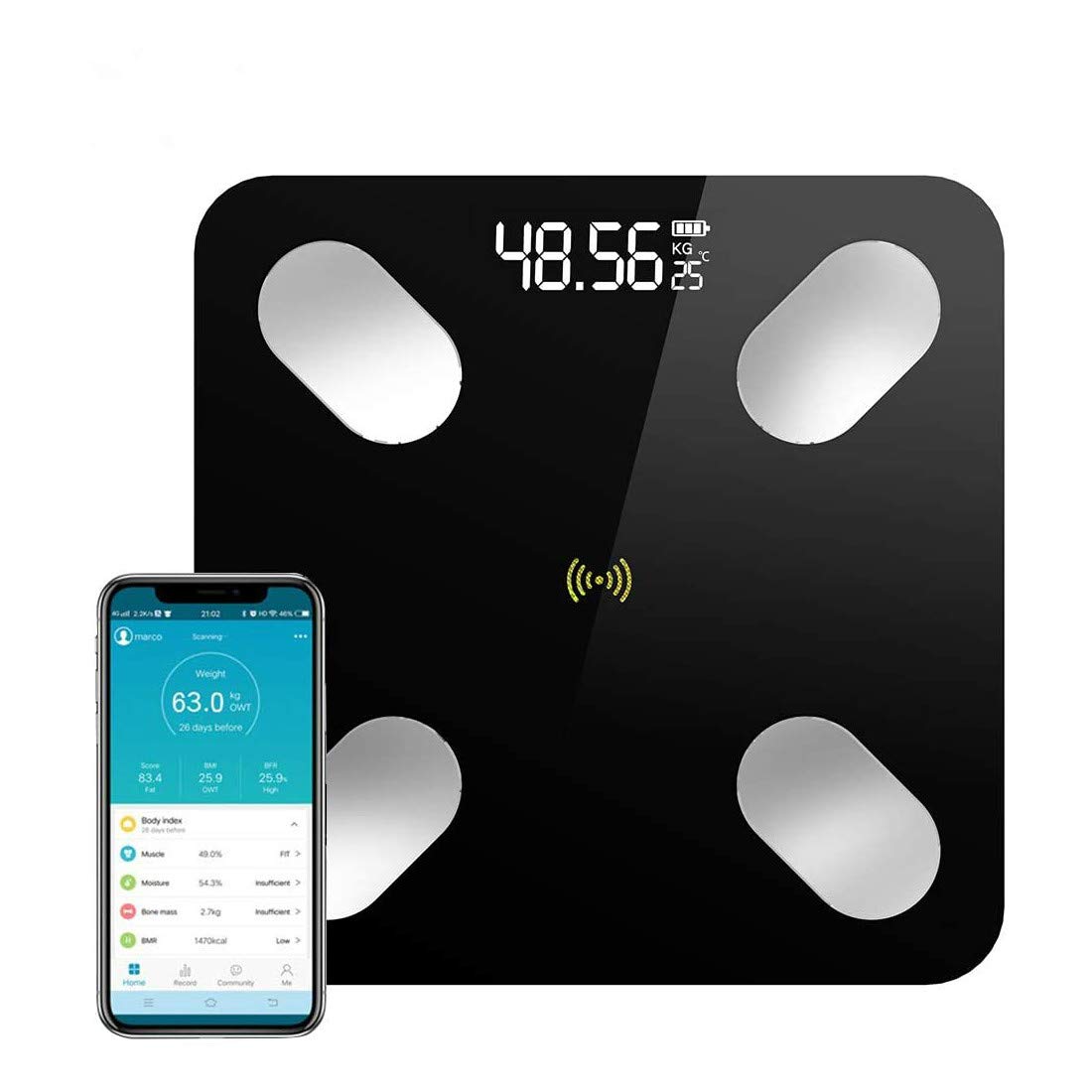 ELEAD Fat Scale Smart Bluetooth Wireless Bathroom Body Composition Measurement BMI Monitor Analyzer Weight Health Monitor LED Digital Display Scales APP Data Analysis Compatible with iOS Android