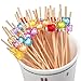 DLOnline 200 Counts 4.7 Inches Acrylic Pearl Fruit Sticks,Wooden Party Picks for Appetizer,Drink,Sandwich,and Cupcake,Bamboo Cocktail Toothpicks for Wedding Birthday Party Supplies (8 Colors)