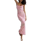 Muzly Women's 2025 Summer Dresses Floral Bodycon Maxi Dress Spaghetti Strap Backless Cocktail Party Long Dresses