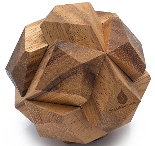 Galactic: Handmade & Organic 3D Brain Teaser Wooden Puzzle for Adults from SiamMandalay with Free SM Gift Box(Pictured)